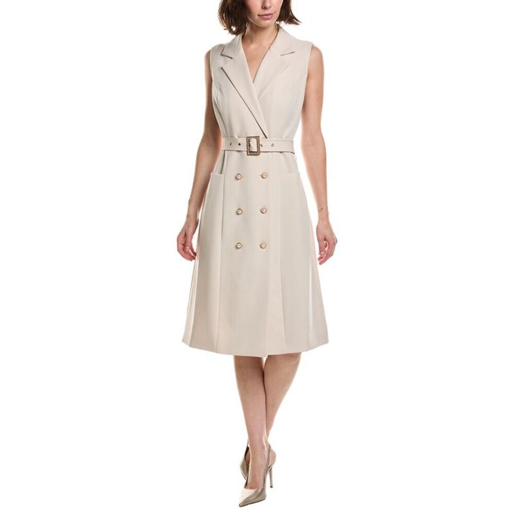 Pascale La Mode Womens  Lapel Collar Double-Breasted Midi Dress, Brown